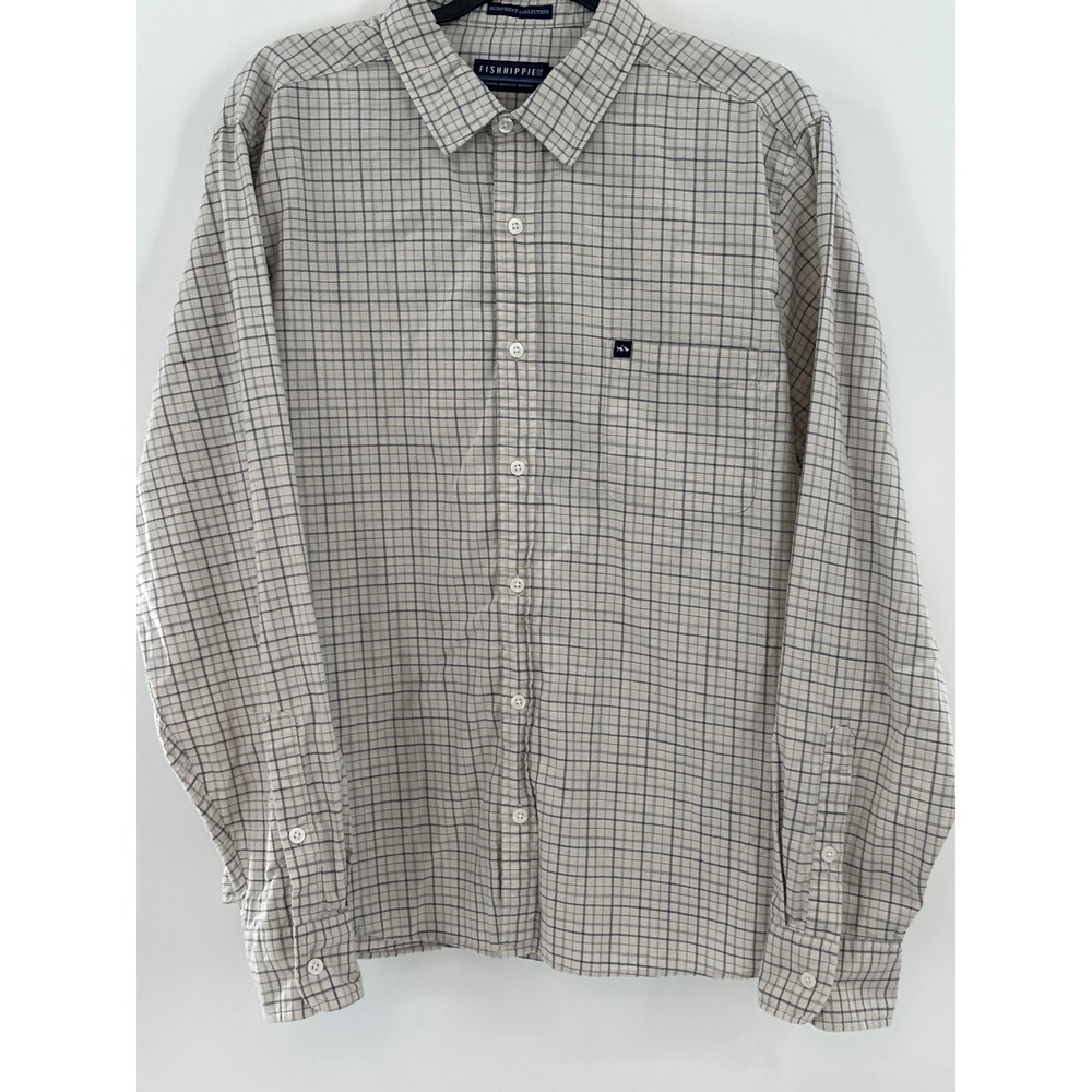 Fish Hippie Men's Long Sleeve Button Down Shirt Plaid Size L